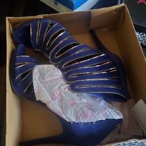 Blue and gold heels